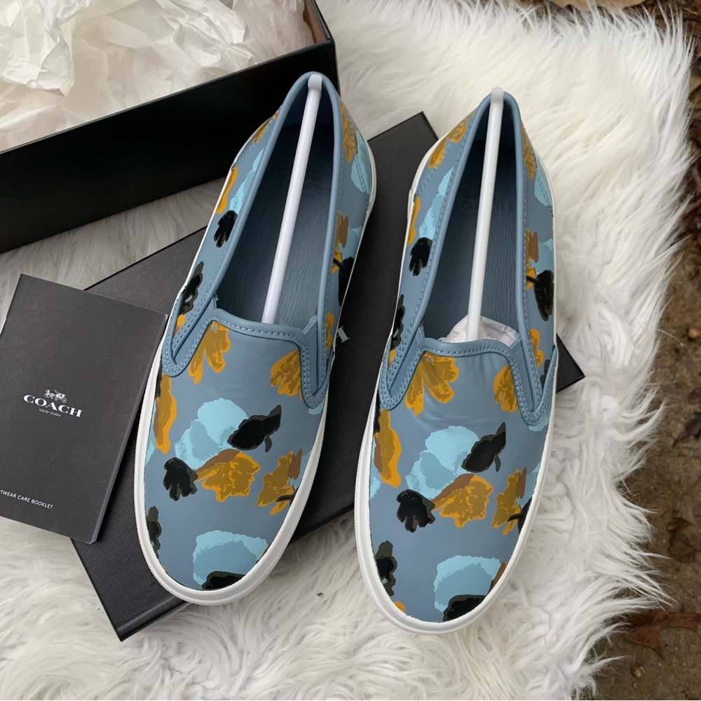 Coach Chrissy Women's Blue Floral Slip-On Shoes Size 7